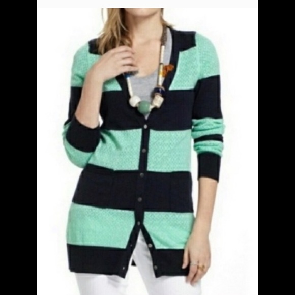 Anthropologie yellow bird boyfriend striped cardigan - Picture 1 of 5